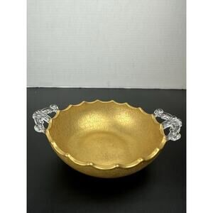 Lotus Quality 22K Gold Encrusted Glastonbury Glass Bowl Excellent Condition